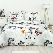 Stanex Krepové obliečky Motýľ biela, 140 x 220 cm, 70 x 90 cm