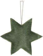 Závesná dekoratívne zelená hviezda z hovädzej kože L - 20 * 20 * 4,5cm