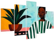 Obraz - Žena s kvetinou (150x105 cm)