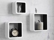 Súprava nástenných regálov (3 ks) Cubo, biela/čierna lesk%