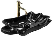 Rea Infinity, umývadlo na dosku 620x330x115 mm + odtoková zátka Click-Clack, čierna lesklá, REA-U3401