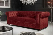 Dizajnová trojsedačka Chesterfield 205 cm červený zamat