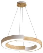 LED Luster na lanku LED/32W/230V 3000K biela/drevo