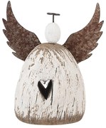 Dekorácia drevená figúrka anjel so srdiečkom Angel Rustic M - 13*5*14 cm