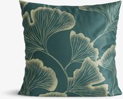 Goldea obliečka na vankúš z bavlneného saténu - listy ginkga na tmavo zelenom 40 x 40 cm
