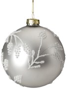 SKLENENÁ VIANOČNÁ BANKA NA STROMČEK SADA 4 KS (FI) 10 CM STRIEBORNÁ