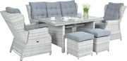 CH 6-dielna súprava ratanového nábytku - šedá