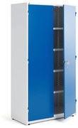 Hlboká kovová skriňa do dielne SUPPLY, 1900x1020x500 mm, biela/modrá