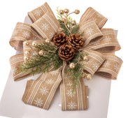 Mašľa na vianočný stromček 30 x 81 cm, prírodná