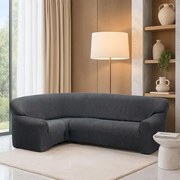 Super strečové poťahy RUBINIA antracitová rohová sedačka (š. 340 - 540 cm)