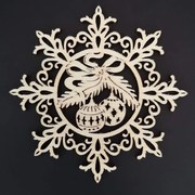 AMADEA Drevená ozdoba vločka s guľami 6 cm