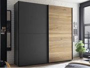 Šatníková skriňa Melton, 215 cm, grafit/dub mauvella%