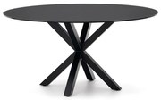 Čierny okrúhly jedálenský stôl so sklenenou doskou ø 150 cm Argo – Kave Home