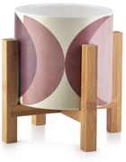 Keramický kvetináč na stojane Ava s ružovými kruhmi II