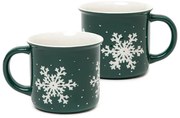 Sada dvoch hrnčekov TRINKIE zelená, so snehovými vločkami 831800 360 ml