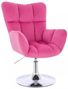 LuxuryForm DESIGN Otočné kreslo AURORA VELUR na striebornom tanieri - tmavoružové