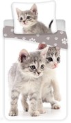 Bielo-sivé bavlnené detské obliečky na jednolôžko 140x200 cm Kitten "Grey" – Jerry Fabrics