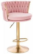 LuxuryForm DESIGN Barová stolička LYON VELUR na zlatom tanieri - ružová