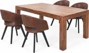Jedálenský set - stôl z masívu Timber 200cm + 4 stoličky Colby antik hnedá