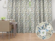Biante Bavlnený záves Sandra SA-552 Modré popínavé kvety na béžovom 150x140 cm