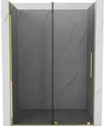 Mexen Velar, posuvné sprchové dvere do otvoru 130 cm, 8mm šedé sklo, zlatá lesklá, 871-130-000-41-50