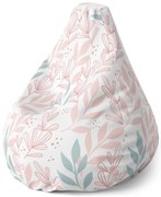 Sedací vak Pear ružové a modré lístky - detský, farebná