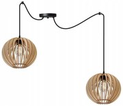 Závesné svietidlo Timber Spider 2, 2x drevené tienidlo