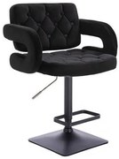 LuxuryForm DESIGN Barová stolička ADRIA VELUR na čiernej hranatej podstave - čierna