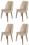 Súprava jedálenských stoličiek Alfa Cream and Walnut, 4 ks