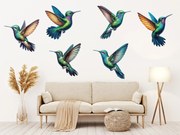 Kolibríky textilné opakovane prilepiteľné nálepky na stenu hárok 47 x 31 cm