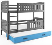 Poschodová posteľ s prístelkou KUBO 3 200x90 grafitová - modrá