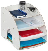 Zásobník na dokumenty so 4 priehradkami RD42747, biela