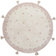 Ružovo-krémový ručne vyrobený bavlnený koberec Nattiot Mallen, ø 110 cm