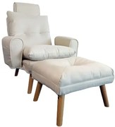 Relaxačné kreslo Boris béžové s taburetkou