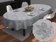 Biante Telfónový oválny obrus TF-083 Kvetované ornamenty na sivom 50x100 cm