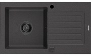Mexen Pablo granitový jednokomorový drez s odkvapkávačom 752 x 436 mm, Čierna škvrnitá, Sifón Čierna - 6510751010-76-B