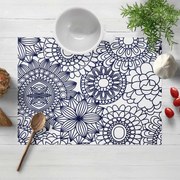 Biante Bavlnené prestieranie na stôl Sandra SA-274 Tmavo modré mandaly na bielom 30x40 cm