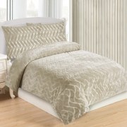 Mikroplyšové obliečky VLNKA – béžové, hrejivé, nekrčivé, 140×200 + 70×90 cm