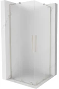 Mexen Velar L Duo, sprchový kút s posuvnými dverami 80 x 80 cm, 8mm sklo námraza, brúsená oceľ, 871-080-080-02-33-97