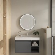 Erga Charlotte, okrúhle LED zrkadlo 60cm, čierny kovový rám, 1380 lm, 6500K, predné bočné osvetlenie, ERG-V01-204-6060-BK