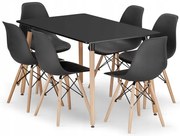 Jedálenský stôl ADRIA čierny so šiestimi stoličkami OSAKA čierne / hnedé