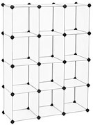 Zásuvný policový systém, 12 priehradiek, 123x93x31cm, biely