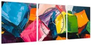Obraz - Farebné kocky (s hodinami) (90x30 cm)