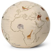 Ferm Living Vyšívaný puf The World Ø 50 cm