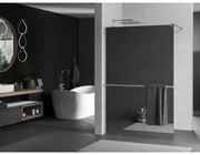 Mexen Kioto+, sprchová zástena Walk-In s poličkou a vešiakom 100 x 200 cm, 8mm sklo vzor zrkadlo, brúsená oceľ profil, 800-100-121-97-50