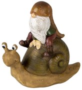 Dekorácie trpaslík sediaci na šneku - 10*5*10 cm