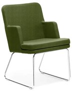 Kreslo EASY, chrómová podnož, látka Medley, machovo zelená