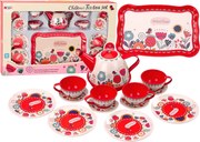 LEAN Toys Kávová súprava Šálky na čaj Kanvica Podnos Červená kaviareň 15 ele.