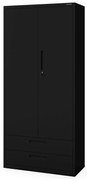 Kovová skriňa MEGAN – čierna, dvojitá zásuvka, 195 cm