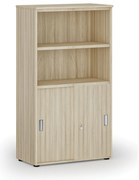 Kombinovaná kancelárska skriňa PRIMO WOOD, zasúvacie dvere na 2 poschodia, 800 x 420 x 1434 mm, dub prírodný